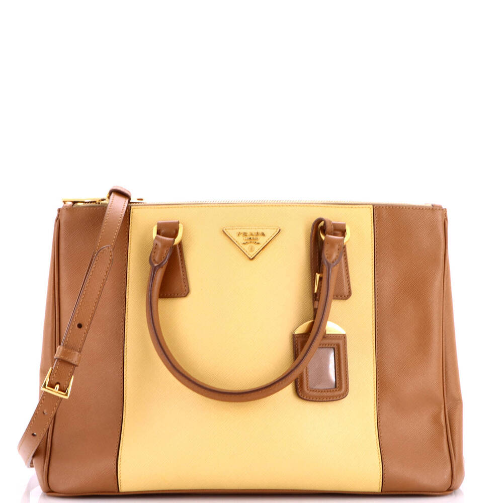 Prada Medium Bicolor Double Zip Lux Tote